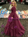 One Shoulder Long Sleeve Pleats Prom Dress