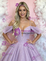 Purple Sequins Straps Prom Dress