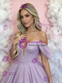 Purple Sequins Straps Prom Dress