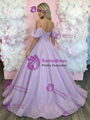 Purple Sequins Straps Prom Dress