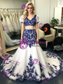 White Mermaid Tulle Appliques Puff Sleeve Prom Dress