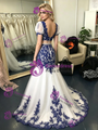 White Mermaid Tulle Appliques Puff Sleeve Prom Dress