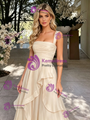 Champagne Tulle Straps Prom Dress