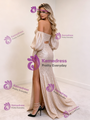 Gold Mermaid Sequins Long Sleeve Prom Dress