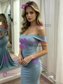 Blue Mermaid Off the Shoulder Prom Dress