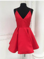 v neck short satin party dress,chic homecoming dress