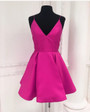 v neck short satin party dress,chic homecoming dress
