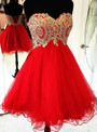 Beautiful Red School Homecoming Dresses Sweetheart Gold Applique