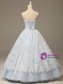 Strapless A-line Lace Applique Quinceañera Dress in Baby Blue