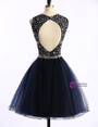 Short Sweetheart Illusion Beaded Embellished Open Back Short Tulle Homecoming Dress