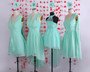 Simple bridesmaid dresses  Mint bridesmaid dress  Short chiffon bridesmaid dresses
