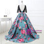 Black Lace Three Quarters Sleeve Print  Backless Party Dresses