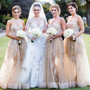 Champagne Sweetheart Bridesmaid Dress with Lace Appliques