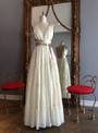 Floor Length Vintage Wedding Dress V-neck Backless With Belt