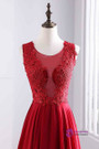 A-Line Red Chiffon Appliques Long Floor Length Prom Dress