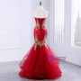 Red Mermaid Tulle Appliques Sweetheart Long Prom Dresses