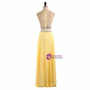 Custom Sexy Yellow Sequins Beaded 2 Piece Prom Dresses Scoop Long