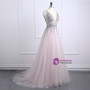 Sexy Prom Dresses 2017 Deep V Neck Backless Bead Crystal Party Gowns Sleeveless