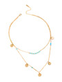 Beaded And Coin Fringe Pendant Layered Necklace