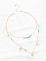 Beaded And Coin Fringe Pendant Layered Necklace