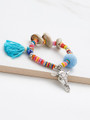 Metal Bull Head & Tassel Detail Beaded Bracelet