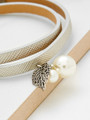 Faux Pearl Detail Double Layer PU Bracelet