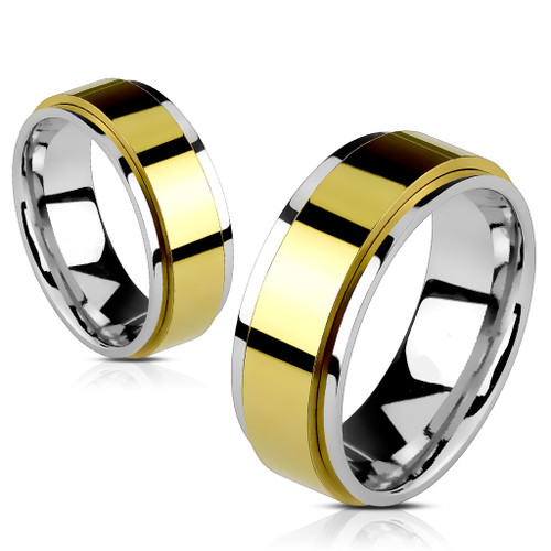 6mm Gold Center Spinner w/Silver Edge (SPG116)