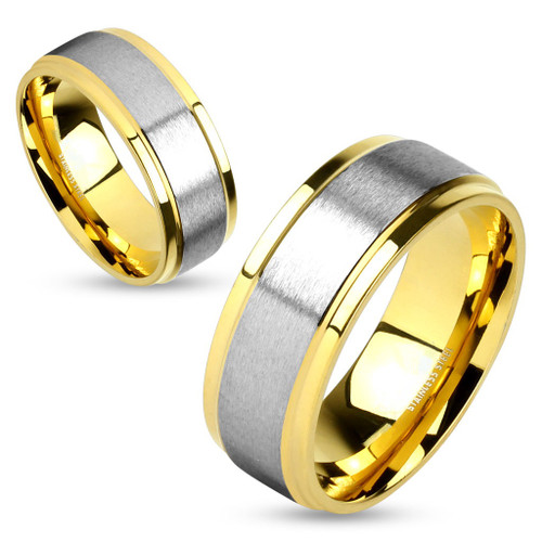 8mm Silver Polished Center w/Gold Edge SG508