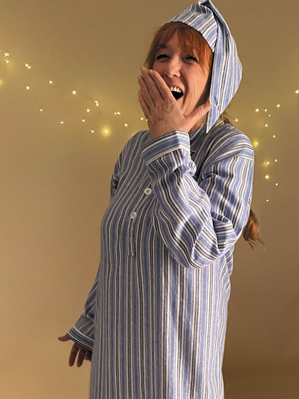 Blue 100 Organic Cotton Flannel Nightshirt with Night Cap Peter