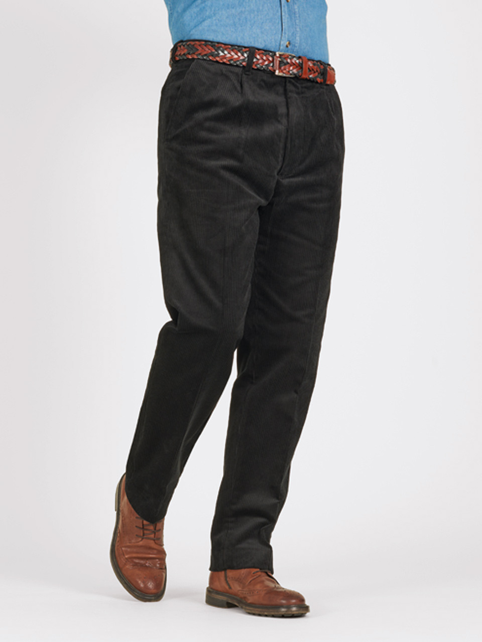 Black Pleated County Corduroy Pants