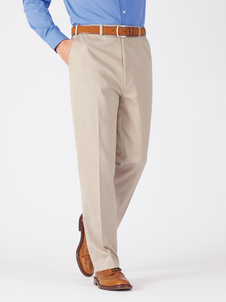 Peter England Casuals Khaki Cotton Slim Fit Trousers