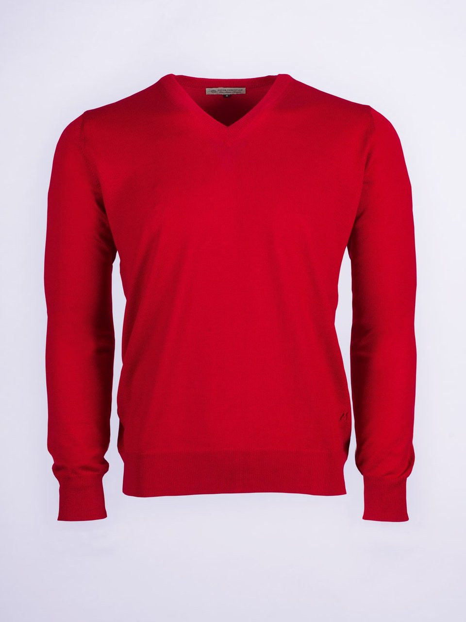 Red Merino V-Neck Sweater | Peter Christian