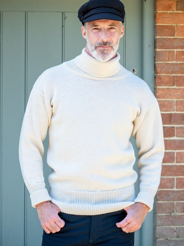 Peter Christian Men's Ecru Turtleneck Submariner Sweater