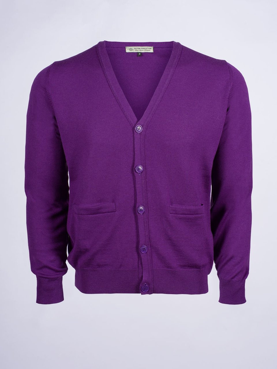 Canali V-neck merino-wool cardigan - Purple