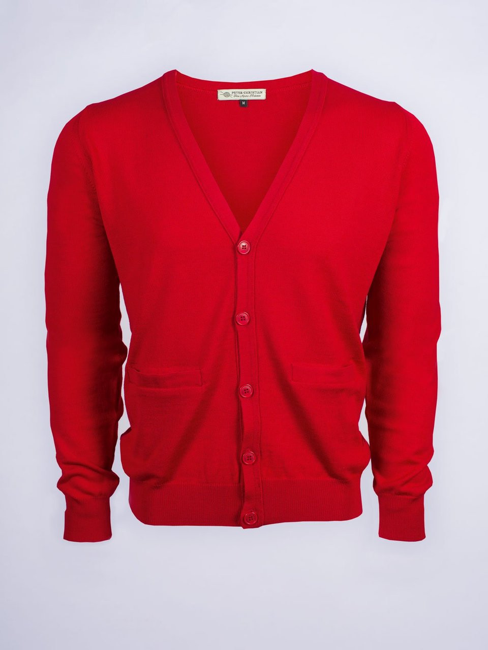 Red Merino Cardigan | Peter Christian