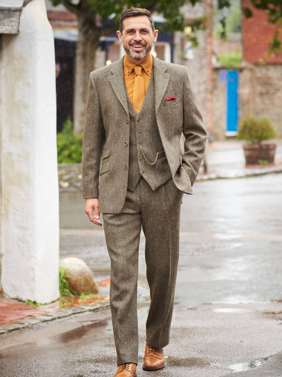 Men's Brown Harris Tweed Suit Jacket | Peter Christian