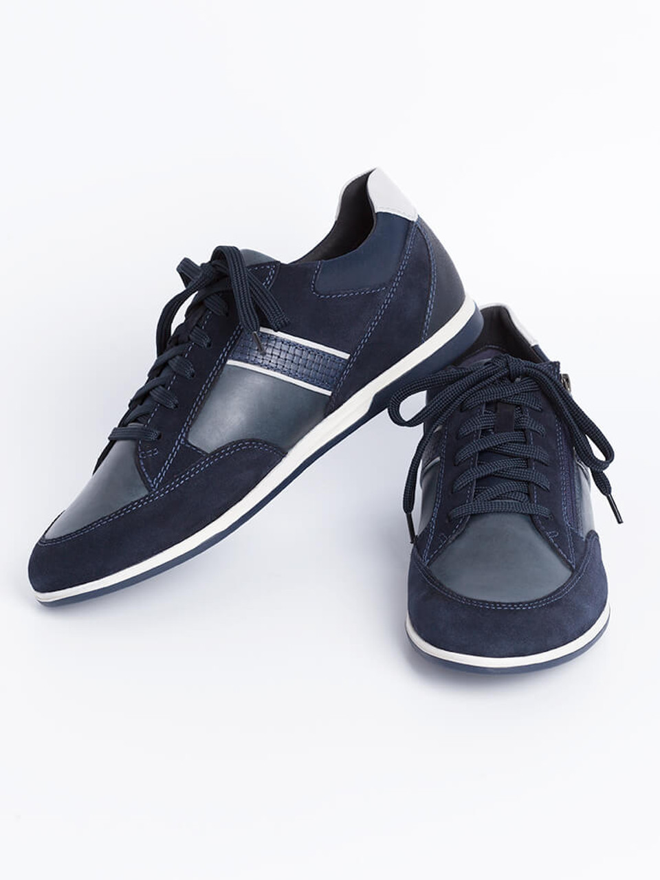 Navy Blue Geox Renan Zip & Lace Trainer | Peter Christian