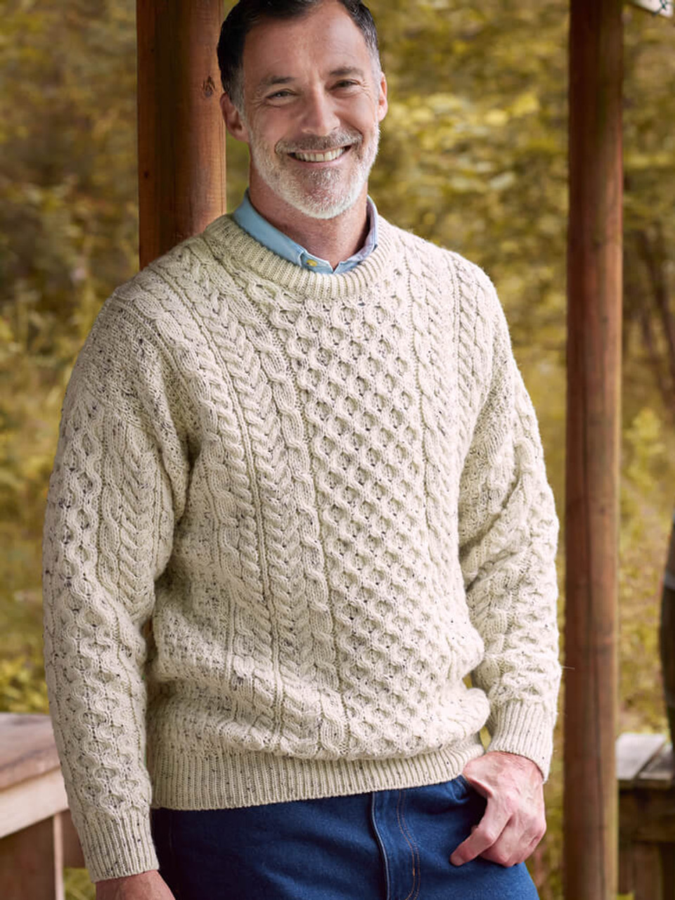 Men's Merino Aran Sweater - Weavers of Ireland