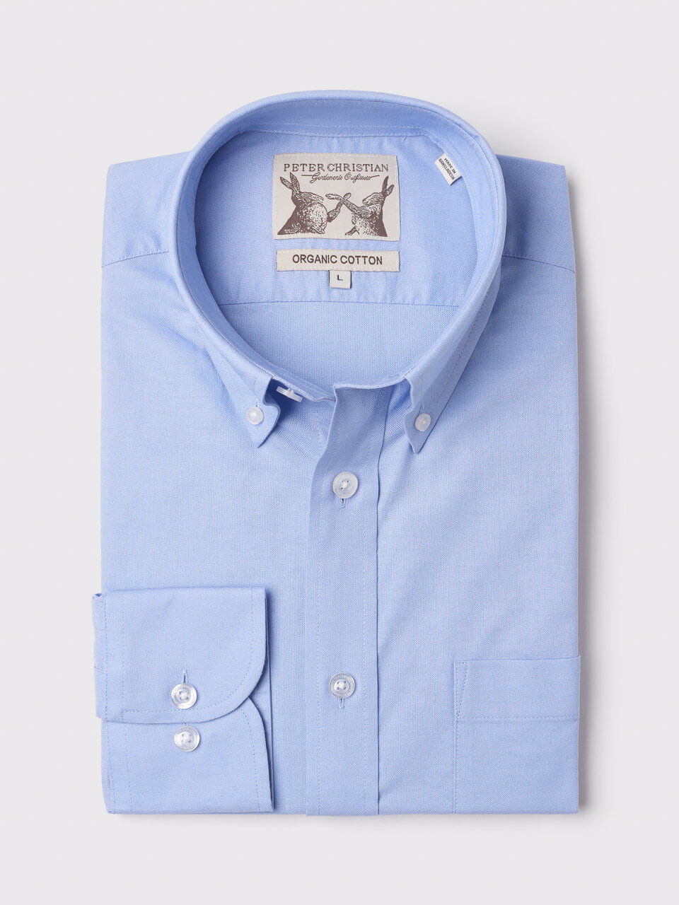 Peter Christian Men's Blue Long Sleeve Button Down Oxford Shirt
