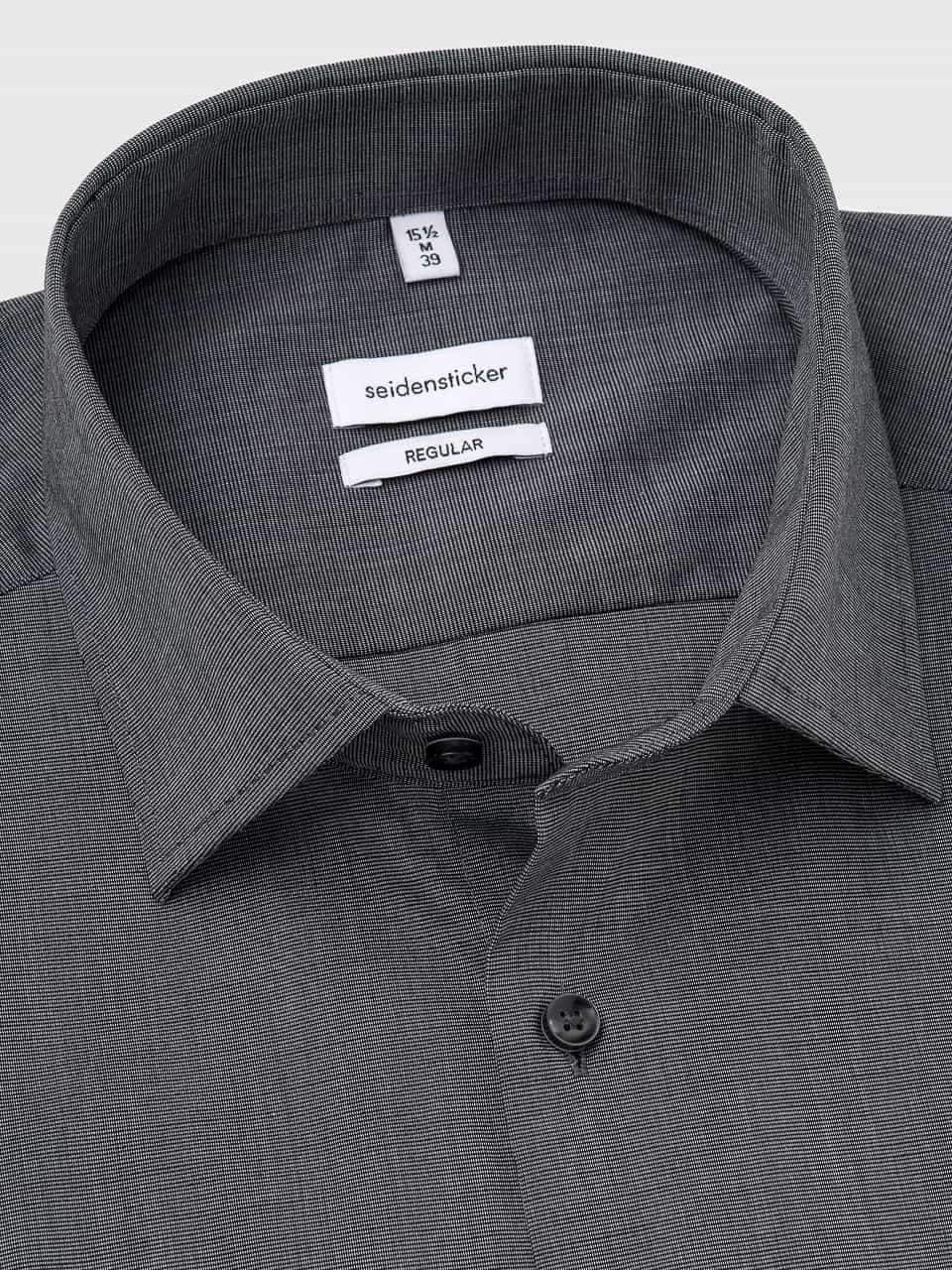 Seidensticker Gray Long Sleeve Non-Iron Cotton Shirt | Peter Christian