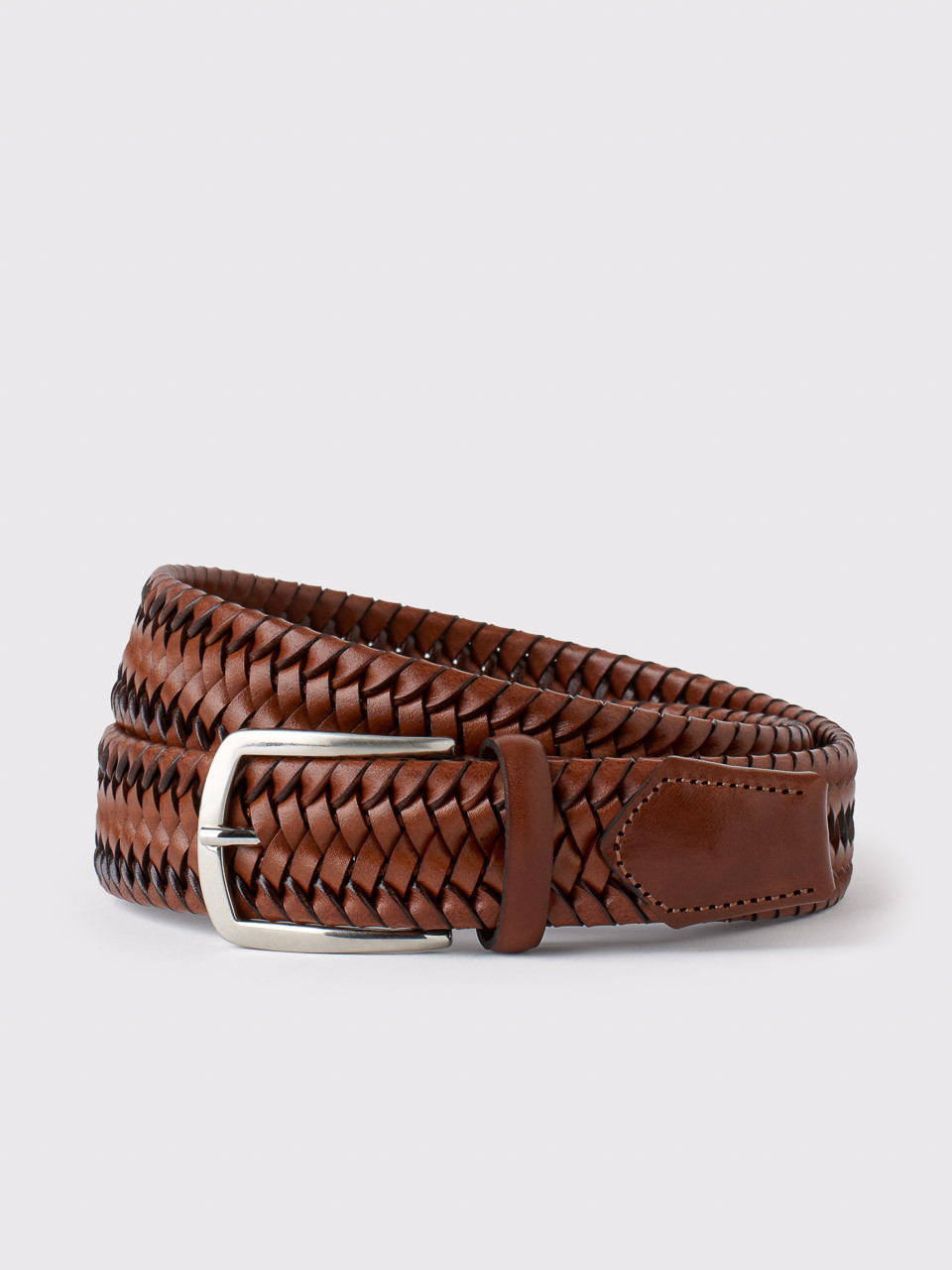 Braided leather belt