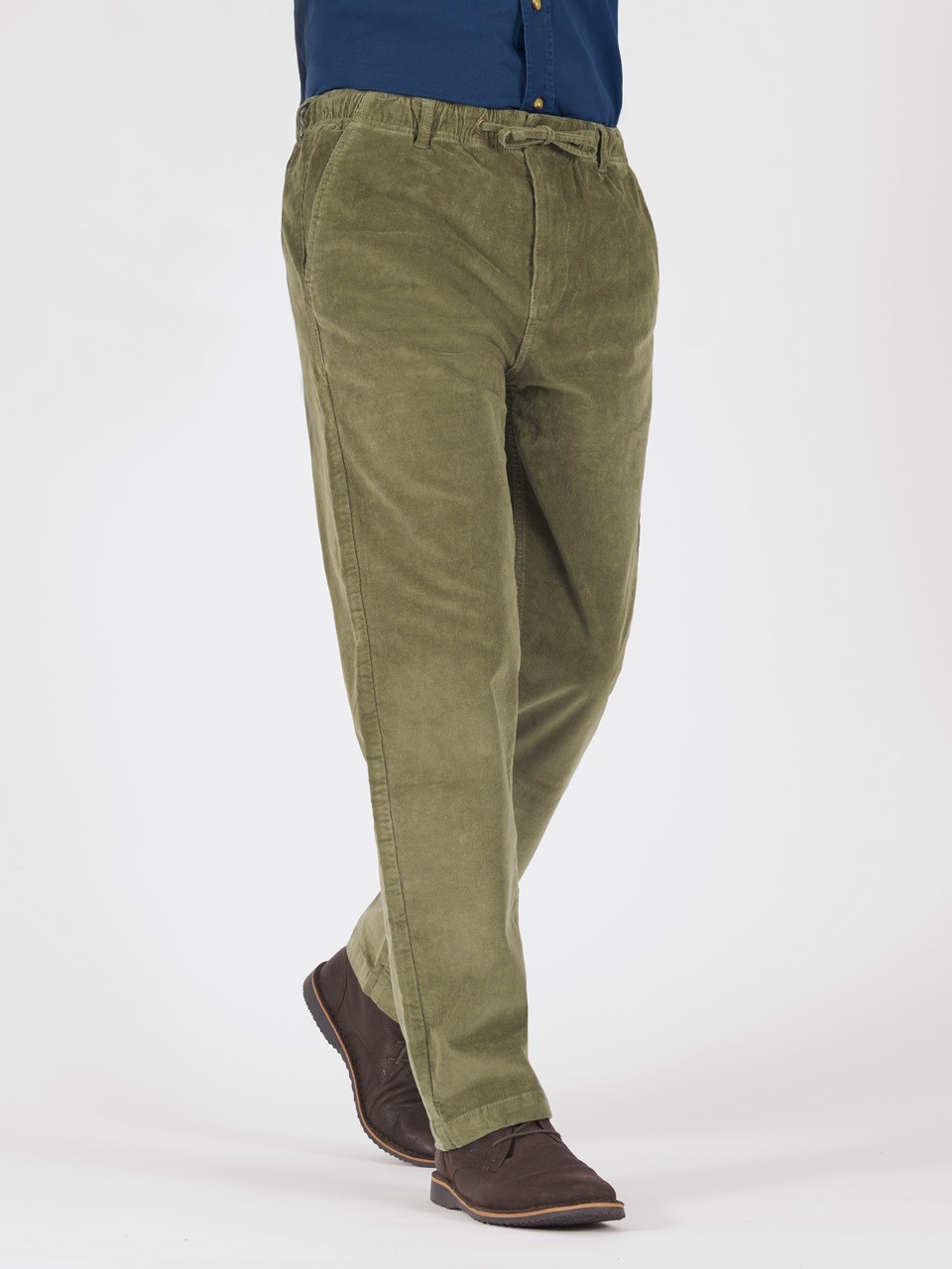 Caruso Green Slim Fit Tapered Cotton Blend Corduroy Suit Trousers