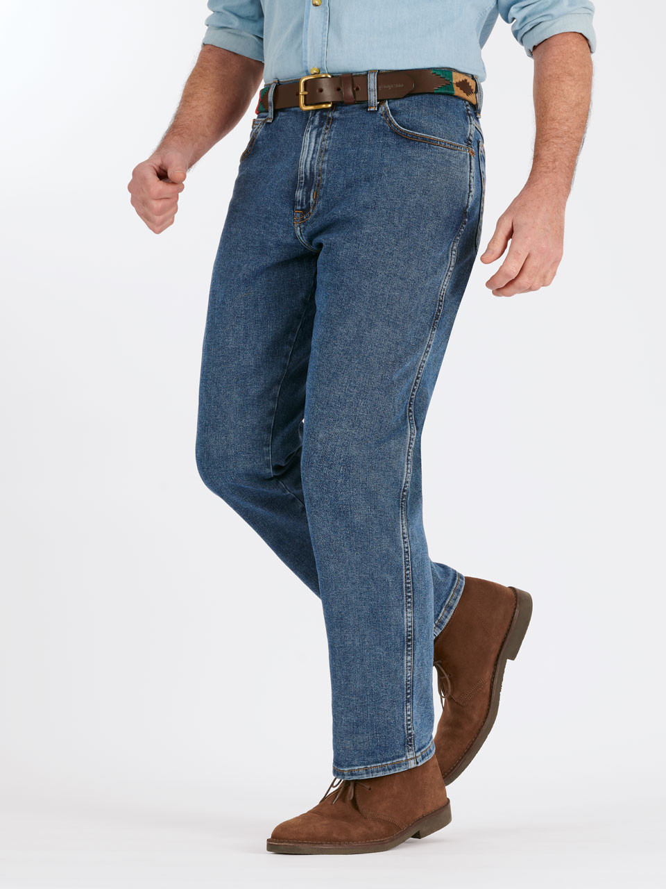 Regular fit washed jeans in dark blue denim | GUCCI® US