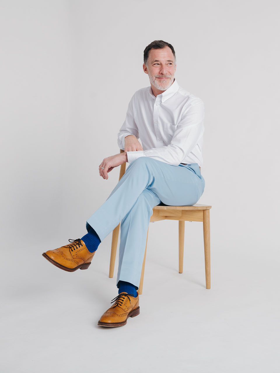 Sky Blue Cotton & Silk Chino Pants | Peter Christian