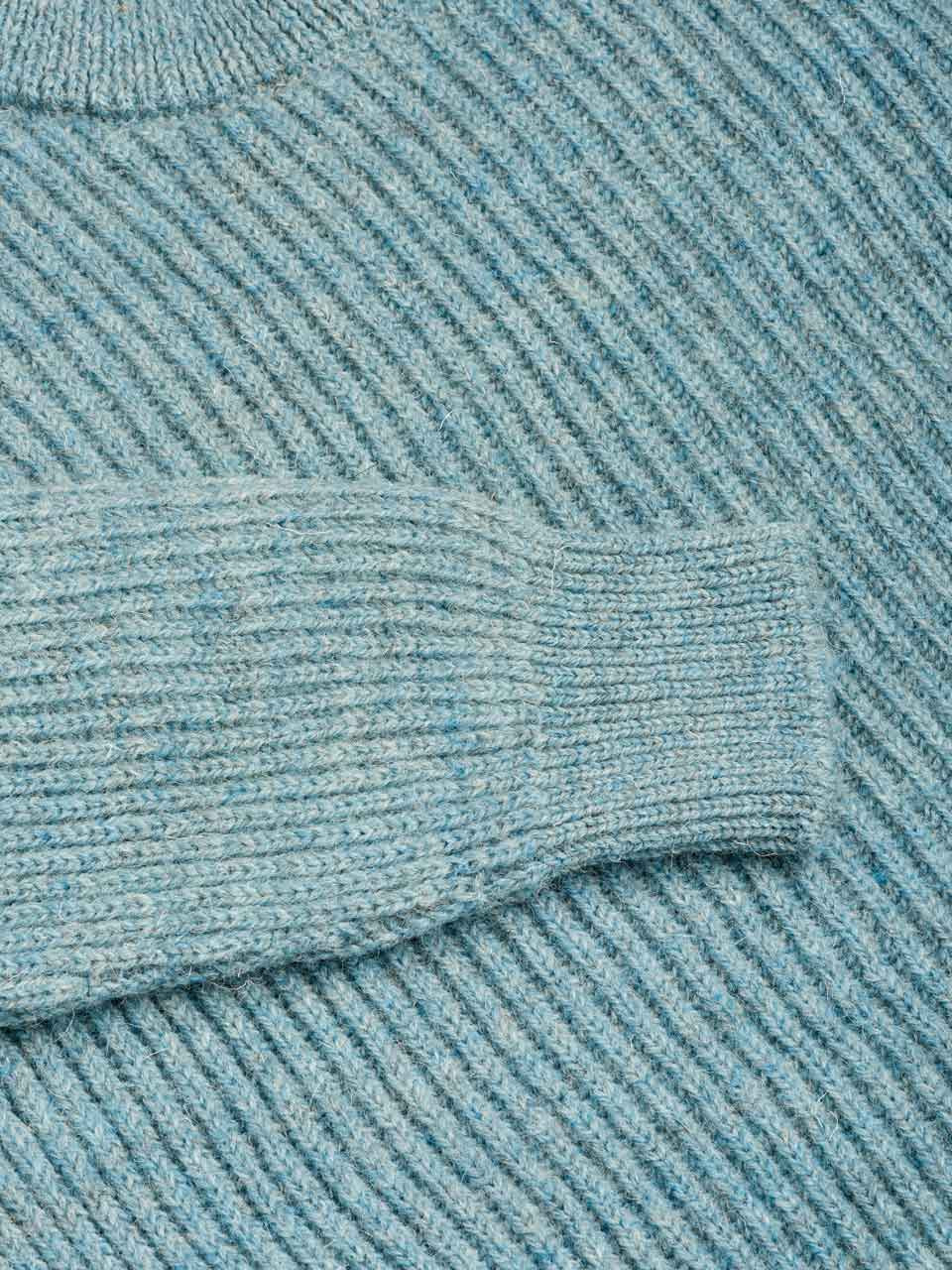 Men's Blue Pure Wool Ribbed Fisherman Jumper | Peter Christian