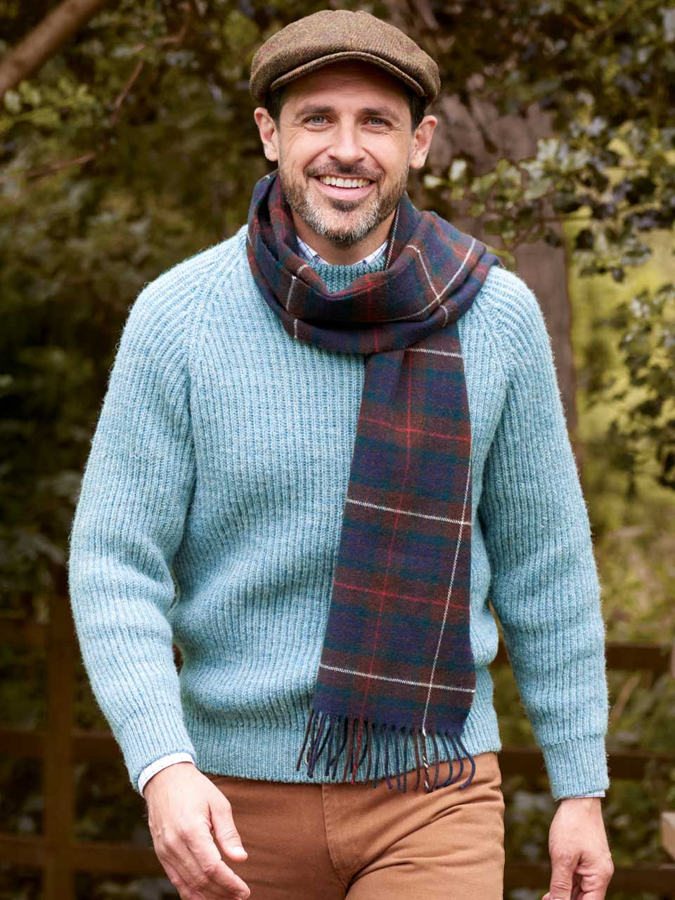 Men's Blue Pure Wool Ribbed Fisherman Jumper | Peter Christian