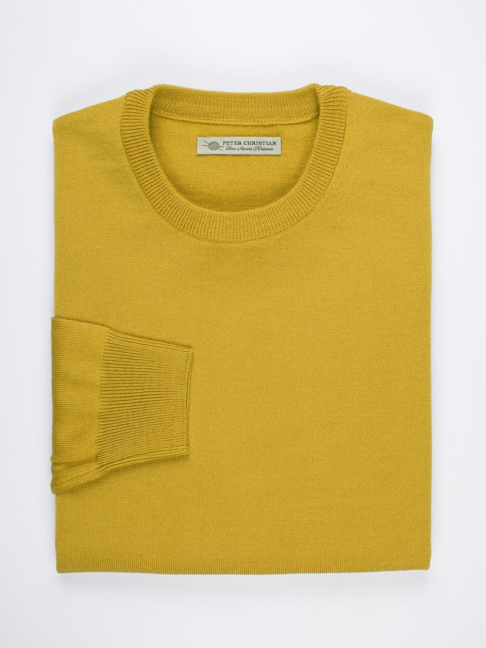 Gold Yellow Merino Crew Neck Sweater | Peter Christian
