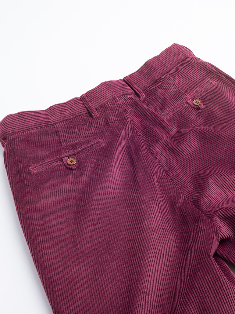 Men's Burgundy Flat Front Corduroy Pants Peter Christian