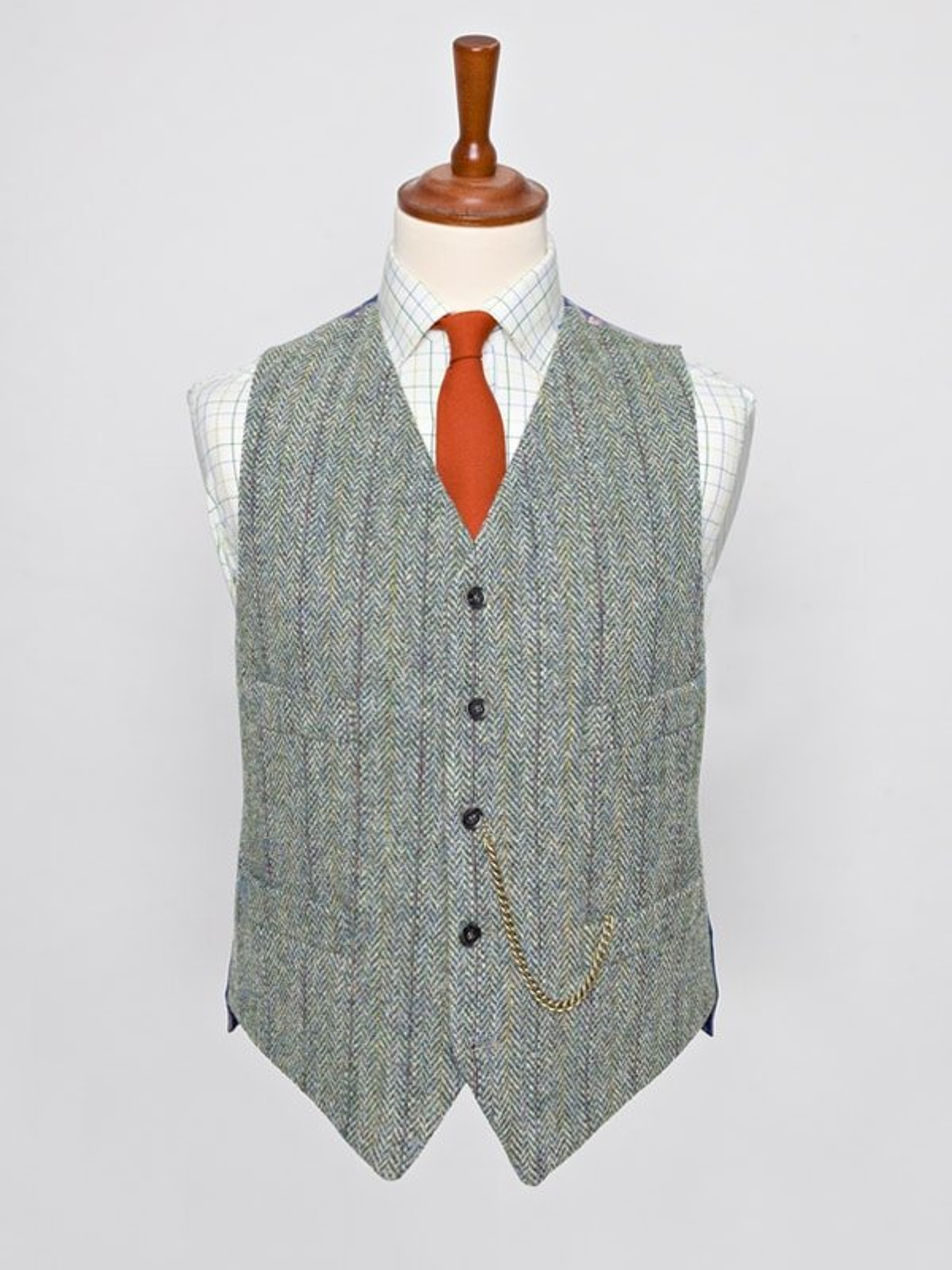 Bronze Brown Harris Tweed Vest | Peter Christian