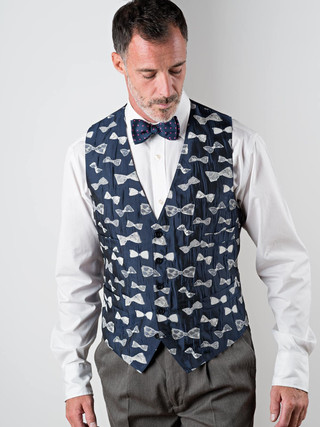 Navy Blue Bow Ties Vest | Peter Christian